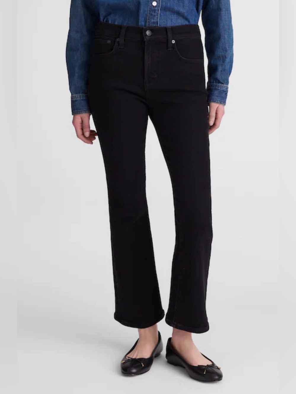 Madewell.Women’s The Short Flare Crop Jean in Super Stretch Denim. Black.25S.NWT